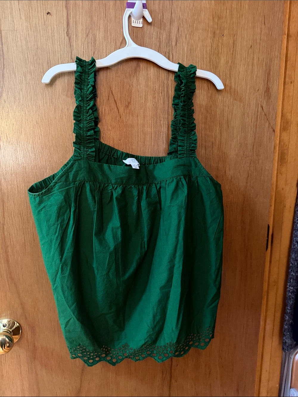 Time and Tru Green Ruffle Strap Camisole